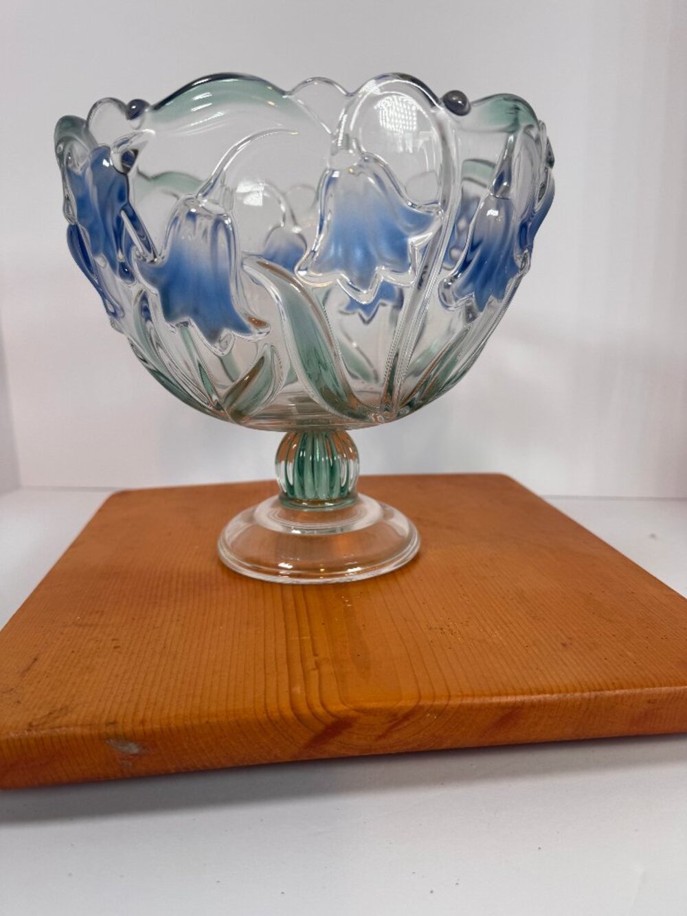 Mikasa Vintage Bluebells Round Pedestal Compote bowl with green pedestal